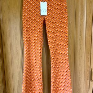 Zara Flared Retro Geometric Pattern Pants NWT SZ M